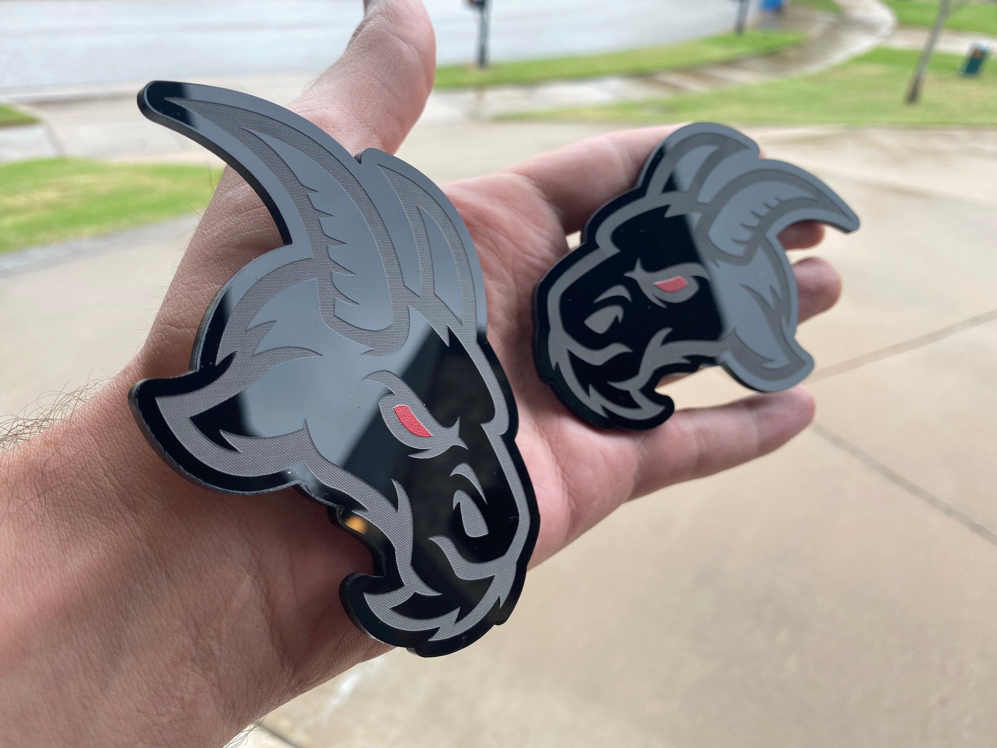 RED EYES Evil Goat Badges Black (2 badges) - Forged Concepts